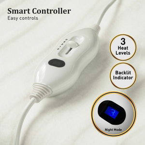Laura Hill Heated Electric Blanket Double Size Fitted Polyester Underlay Winter Throw - White from Deals499 at Deals499