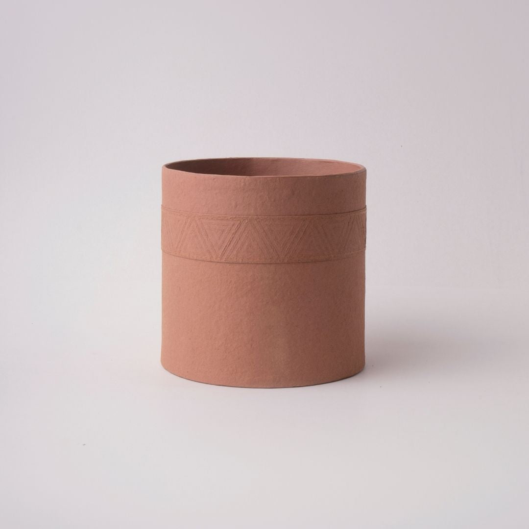Tree Stripes Cylinder Pot Kilima - Rustic Brown (Large) Deals499