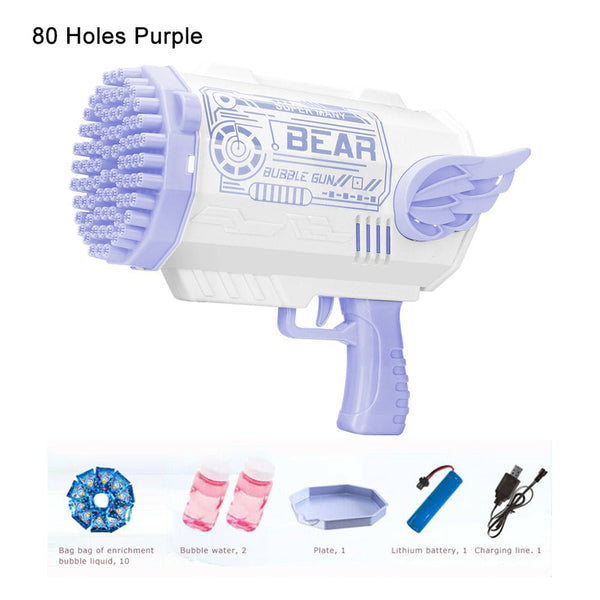 Electric Bubble Gun Machine Soap Bubbles Kids Adults Summer Outdoor Playtime Toy Purple Deals499