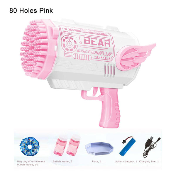 Electric Bubble Gun Machine Soap Bubbles Kids Adults Summer Outdoor Playtime Toy Pink Deals499