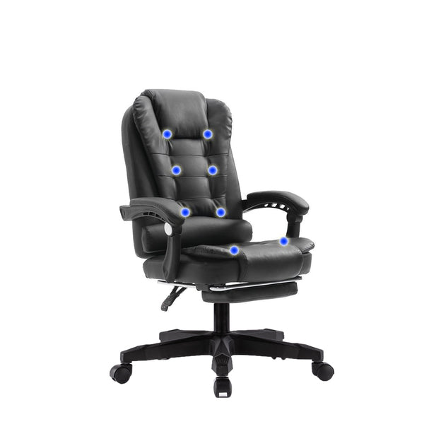 8 Point Massage Chair Executive Office Computer Seat Footrest Recliner Pu Leather Black Deals499