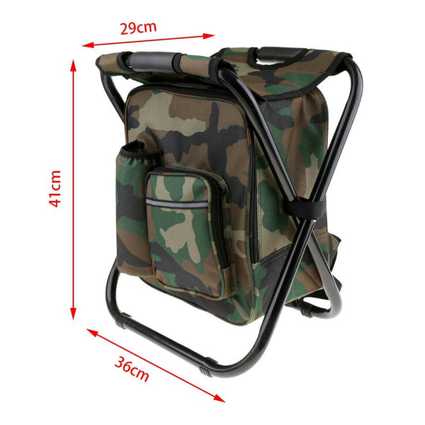 Portable Folding Backpack Chair Camping Stool Cooler Bag Rucksack Beach Fishing 150kg load Green Deals499