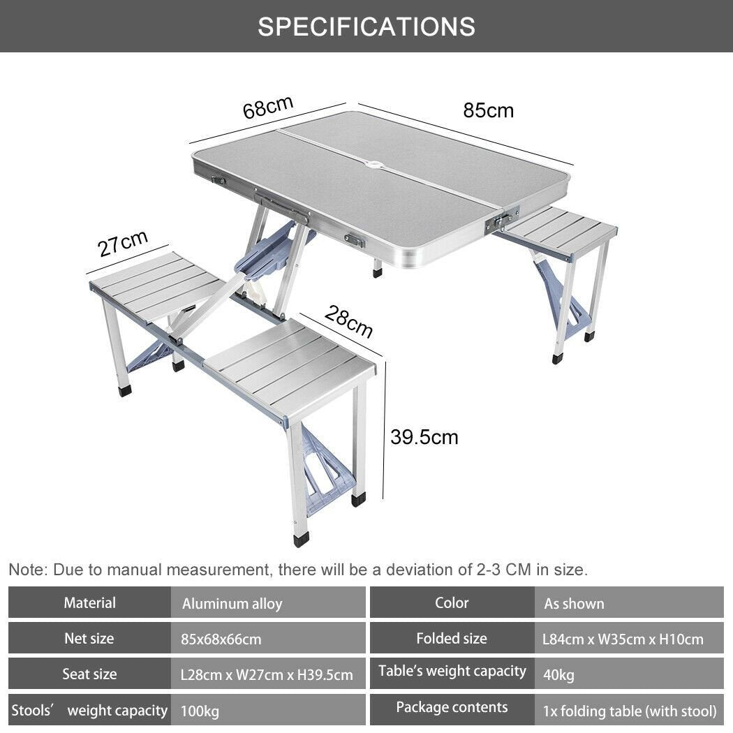 Folding Camping Table with Stools Set Portable Picnic Outdoor Garden BBQ Setting Deals499