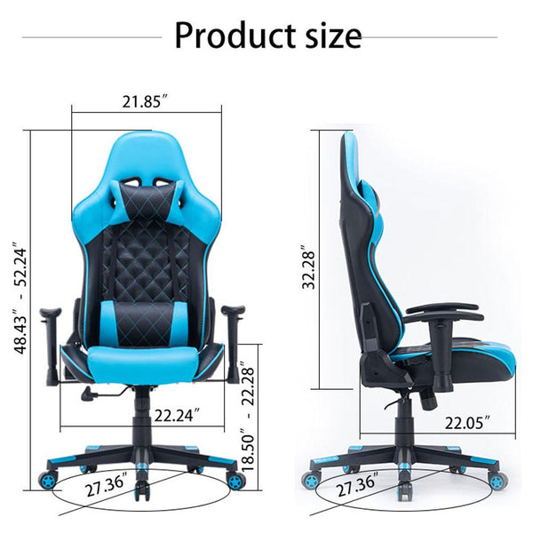 Gaming Chair Ergonomic Racing chair 165° Reclining Gaming Seat 3D Armrest Footrest Black Blue Deals499