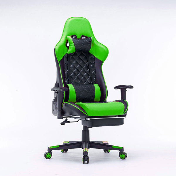 Gaming Chair Ergonomic Racing chair 165° Reclining Gaming Seat 3D Armrest Footrest Black Green Deals499