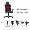 7 RGB Lights Bluetooth Speaker Gaming Chair Ergonomic Racing chair 165° Reclining Gaming Seat 4D Armrest Footrest Black Red Deals499