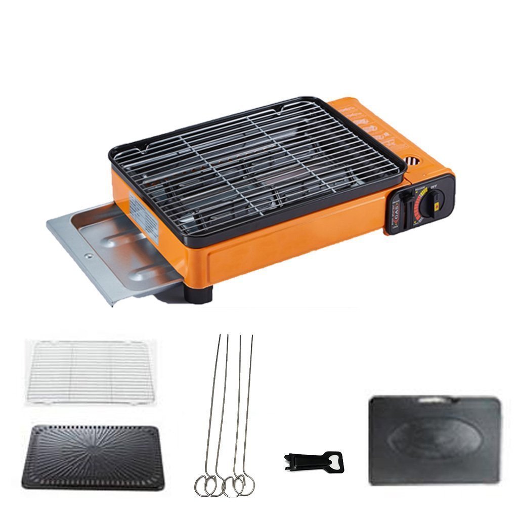 Portable Gas Stove Burner Butane BBQ Camping Gas Cooker With Non Stick Plate Orange Deals499