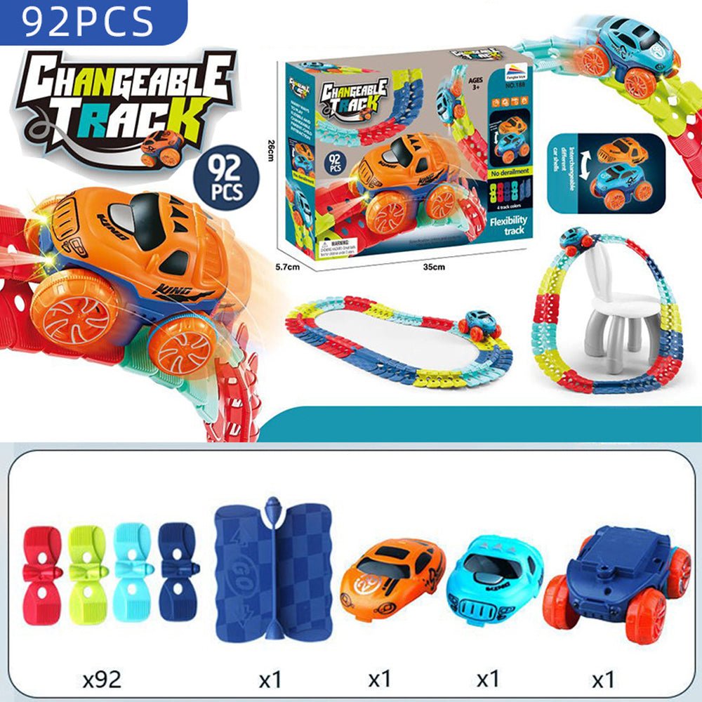 Changeable Track In The Dark Track with LED Light-Up Race Car Flexible Track Toy 138 Deals499
