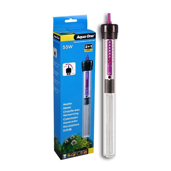 Aqua One Glass Water Heater - 55W with temperature control for aquariums from Deals499 at Deals499