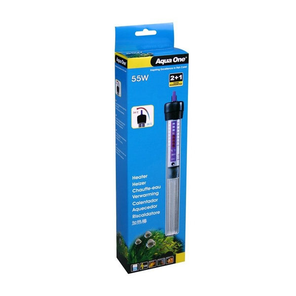 Aqua One Glass Water Heater - 55W with temperature control for aquariums from Deals499 at Deals499