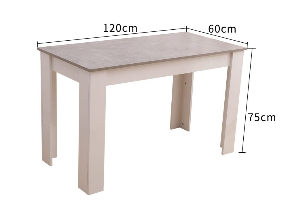 Dining Table Rectangular Wooden 120M-Grey&White Deals499