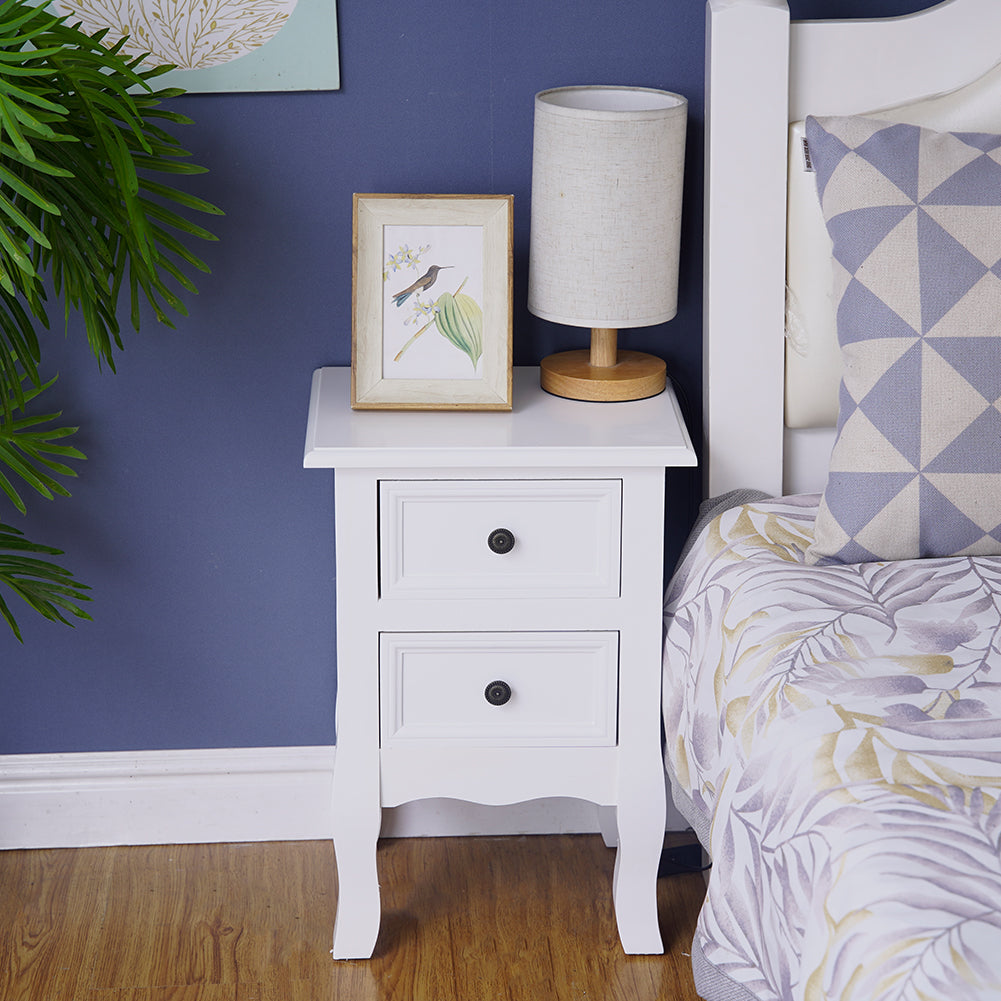 French Bedside Table Nightstand White Set of 2 Deals499