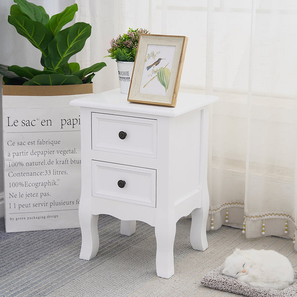 French Bedside Table Nightstand White Set of 2 Deals499