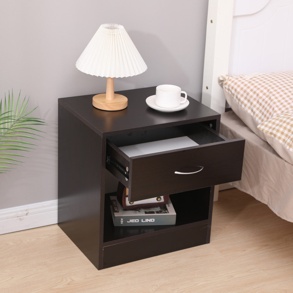 Dandi Bedside Table Nightstand with Drawer Set of 2 Brown Deals499