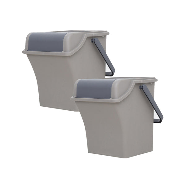 Nplastic 2 Set Brown Stackable Recycle BinRubbish Open-Touch Flip Lid 45L Deals499