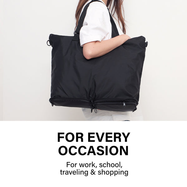 KOELE Black Shopper Bag Tote Bag Foldable Travel Laptop Grocery KO-DUAL Deals499