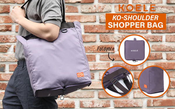 KOELE Purple Shopper Bag Tote Bag Foldable Travel Laptop Grocery KO-SHOULDER Deals499