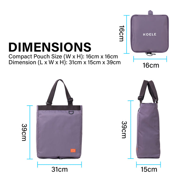 KOELE Purple Shopper Bag Tote Bag Foldable Travel Laptop Grocery KO-SHOULDER Deals499
