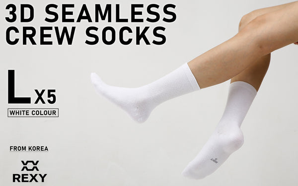 Rexy 5 Pack Large White 3D Seamless Crew Socks Slim Breathable from Deals499 at Deals499