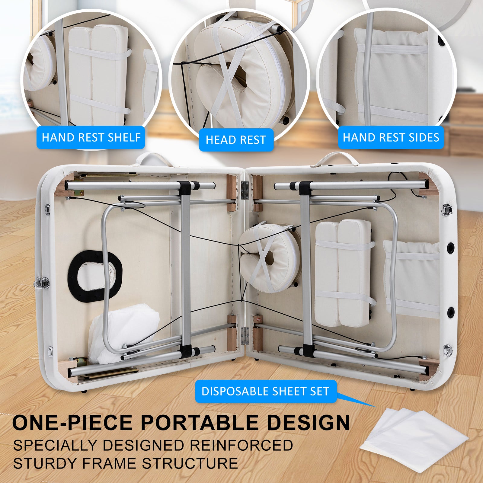 Forever Beauty White Portable Beauty Massage Table Bed Therapy Waxing 3 Fold 75cm Aluminium Deals499