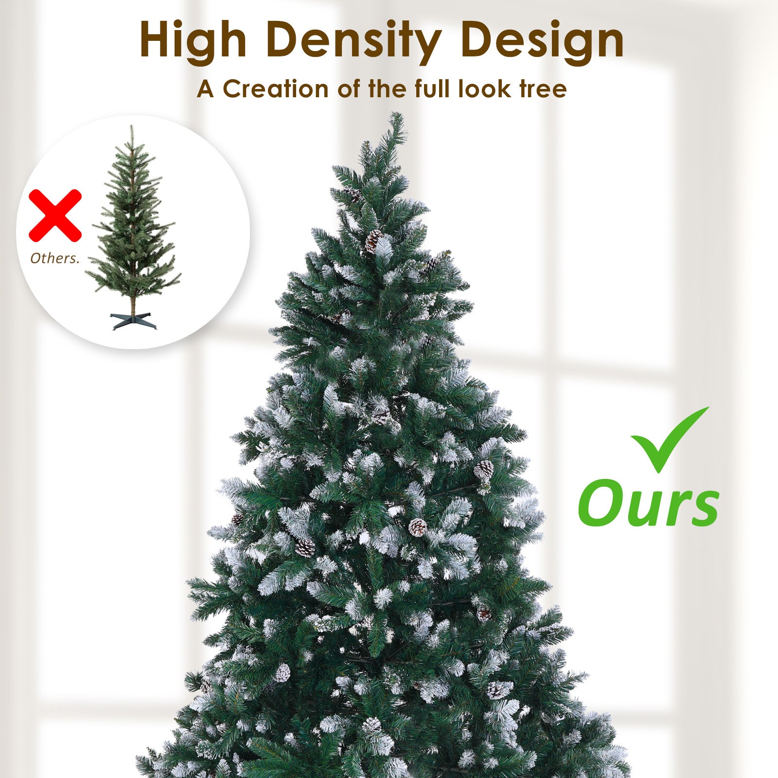 Home Ready 5Ft 150cm 720 tips Green Snowy Christmas Tree Xmas Pine Cones Deals499