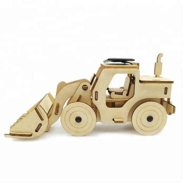 Model Bulldozer Tipper truck: Solar or battery powered plywood model-includes Motor or Solar powered options plus paint brush set Deals499