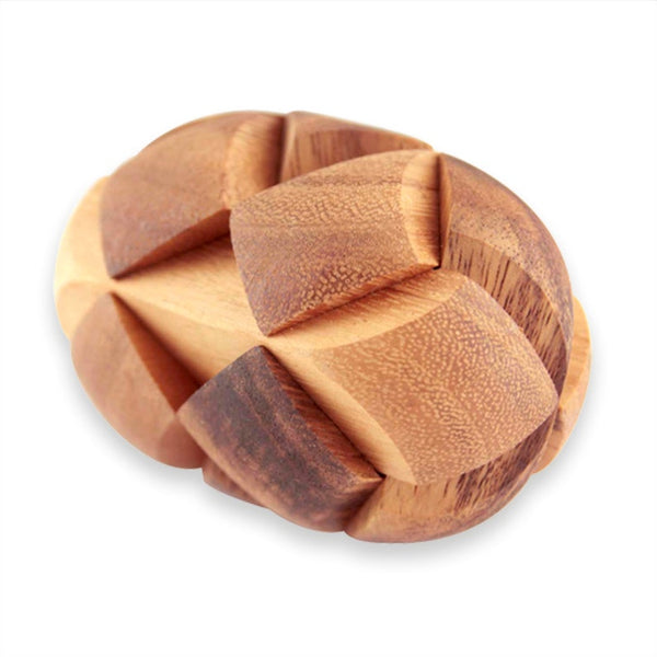 Brain teaser puzzle 3D hand made - Football round natural wood for kids or adults Deals499