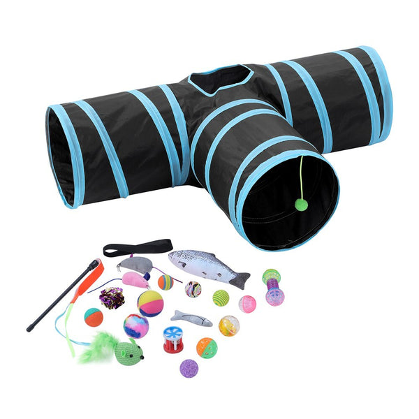 Pet Cat Toys Tri-Tunnel Collapsible Tent Training Play Kitten Rabbit Tubes Deals499