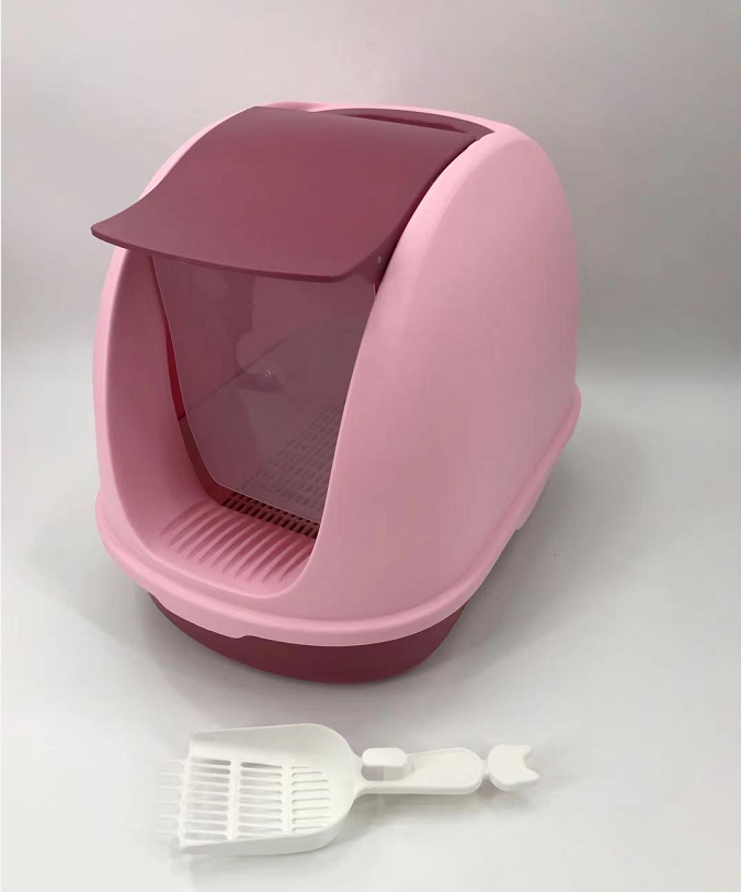 Portable Hooded Cat Toilet Litter Box Tray House With Scoop and Grid Tray Pink Deals499