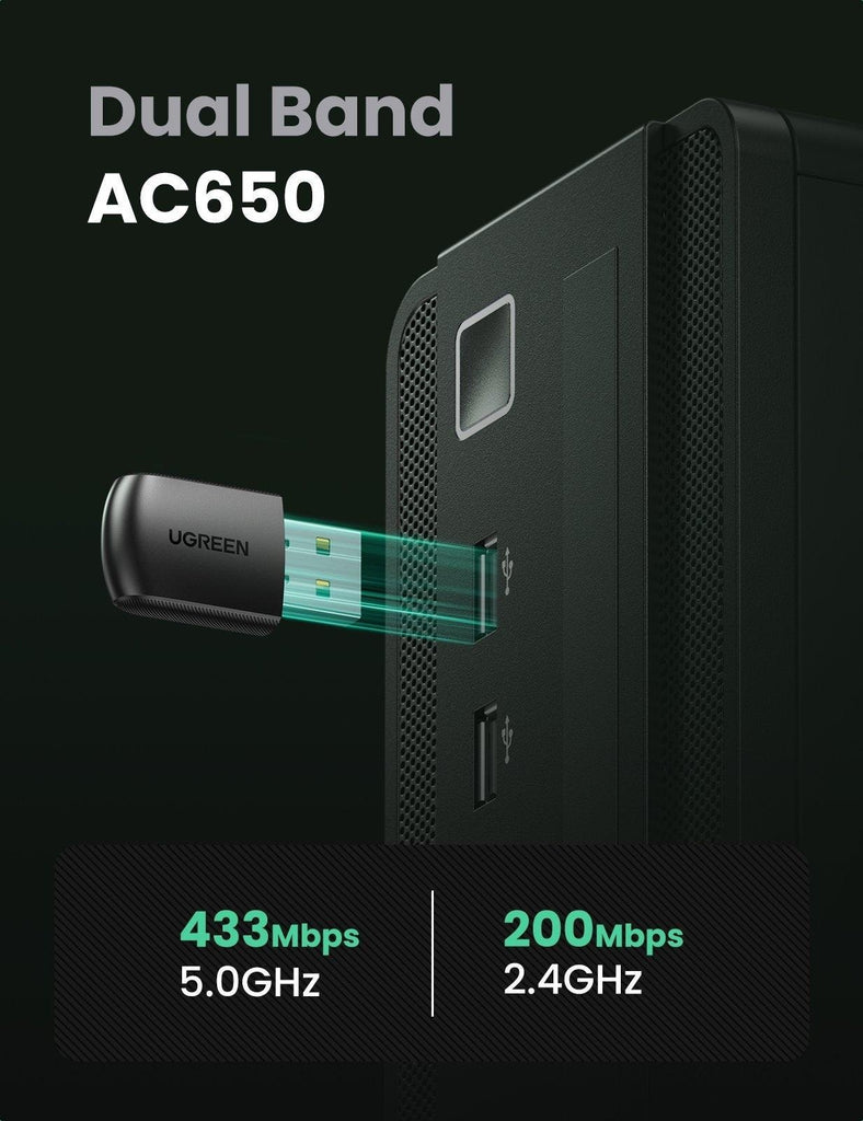 UGREEN 20204 AC650 Dual Band USB WLAN Adapter Deals499