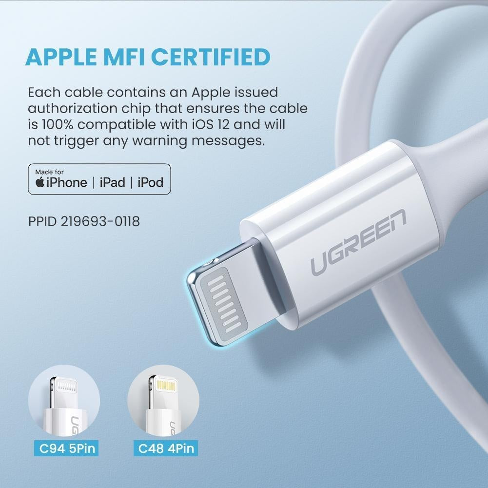 UGREEN 60749 MFi USB-C to iPhone 8-pin Charging Cable 2M Deals499