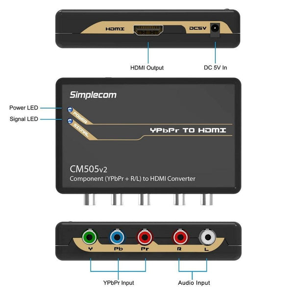 Simplecom CM505v2 Component (YPbPr + Stereo R/L) to HDMI Converter Full HD 1080p Deals499