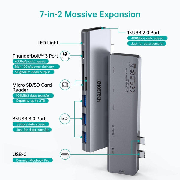 CHOETECH HUB-M23 7-in-1 MacBook Pro USB Adapter Deals499