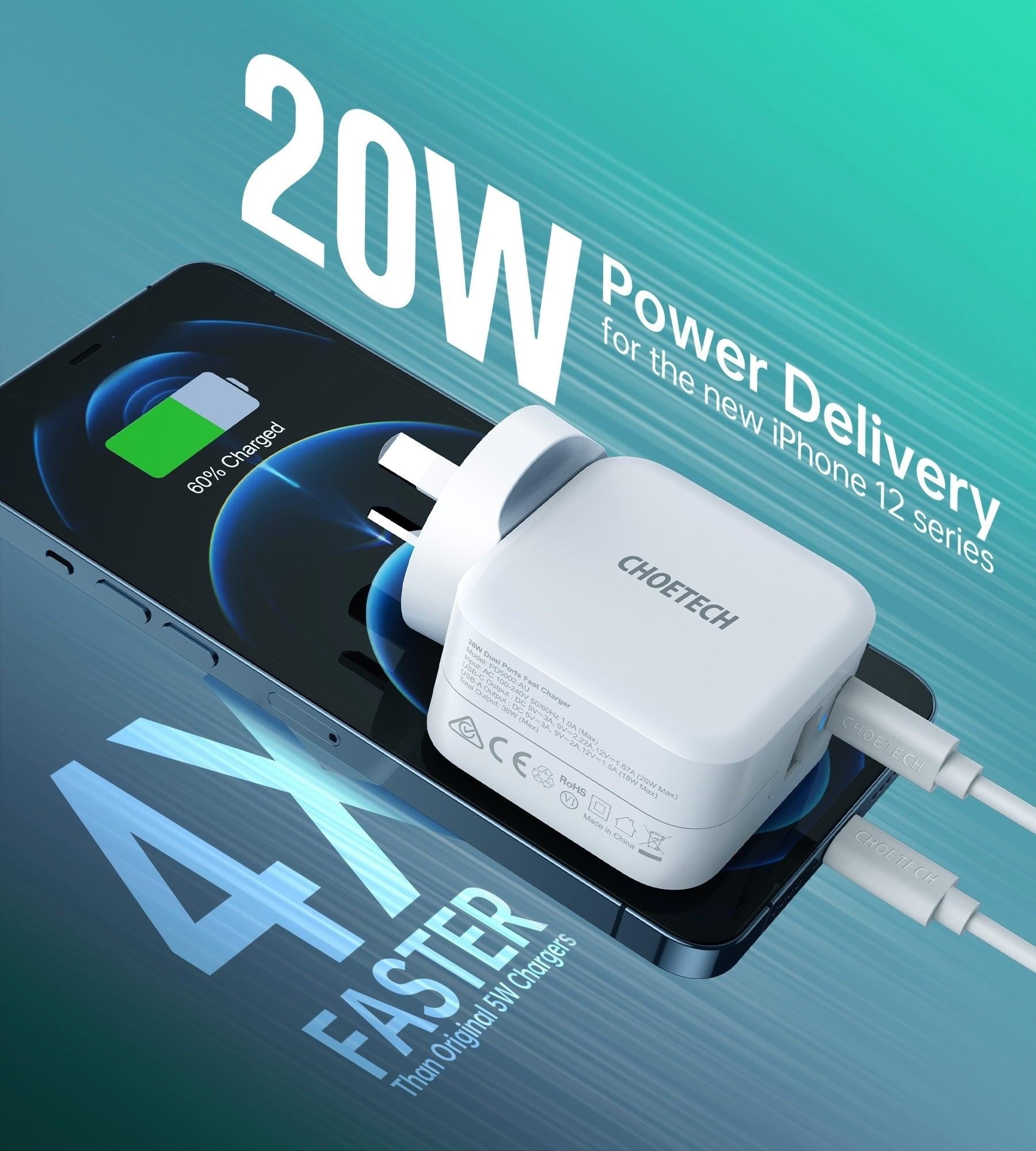 CHOETECH PD5002 QC3.0 18W + PD 20W Fast Charger Deals499