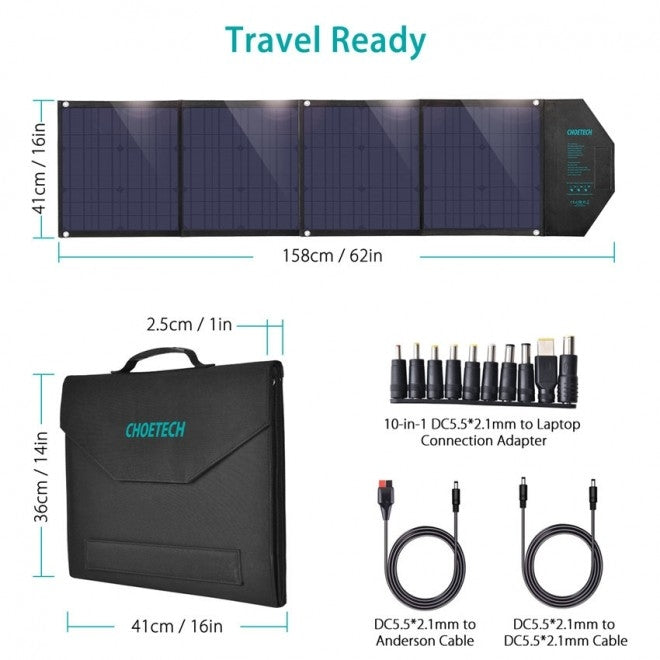 CHOETECH SC007 Solar Panel Portable Charger 80W 18V with USB-C PD 30W Deals499