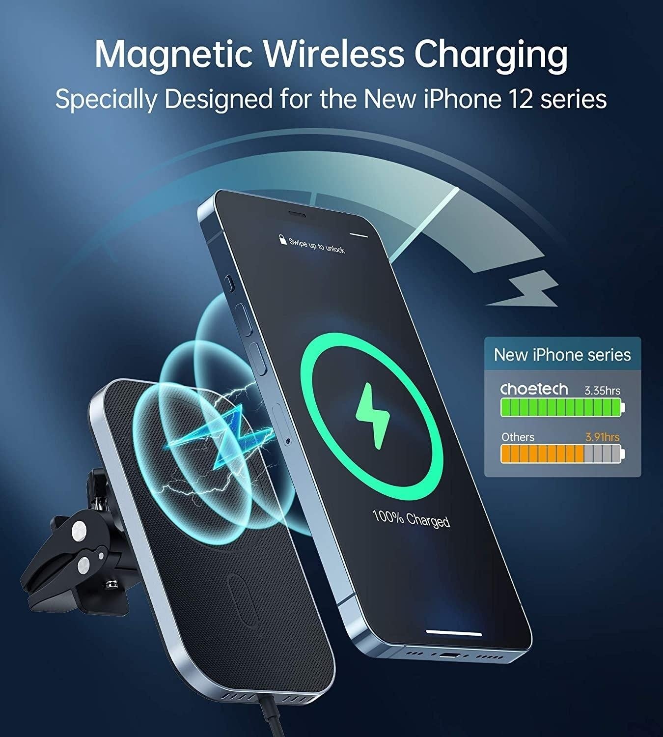 CHOETECH T200F-201 15W MagLeap Magnetic Wireless Car Charger Holder with 1M Cable Deals499