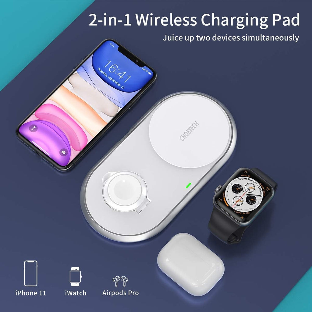 CHOETECH T317 2-in-1 Dual Wireless Charger Pad (MFI Certified) Deals499