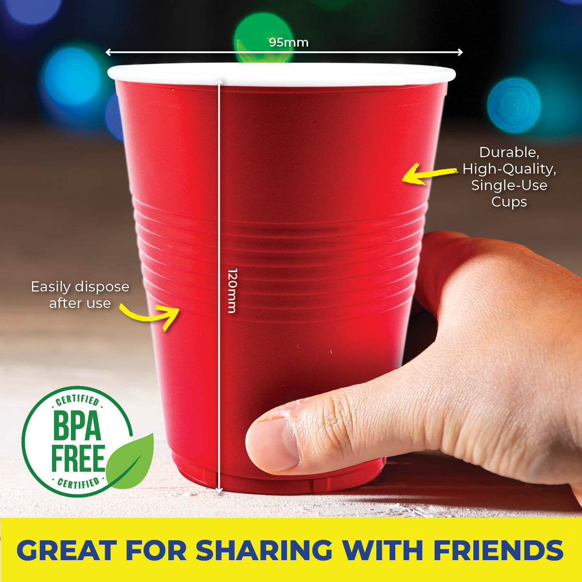 Party Central 480PCE Red Party Cups Disposable Large Rim High Quality 450ml Deals499