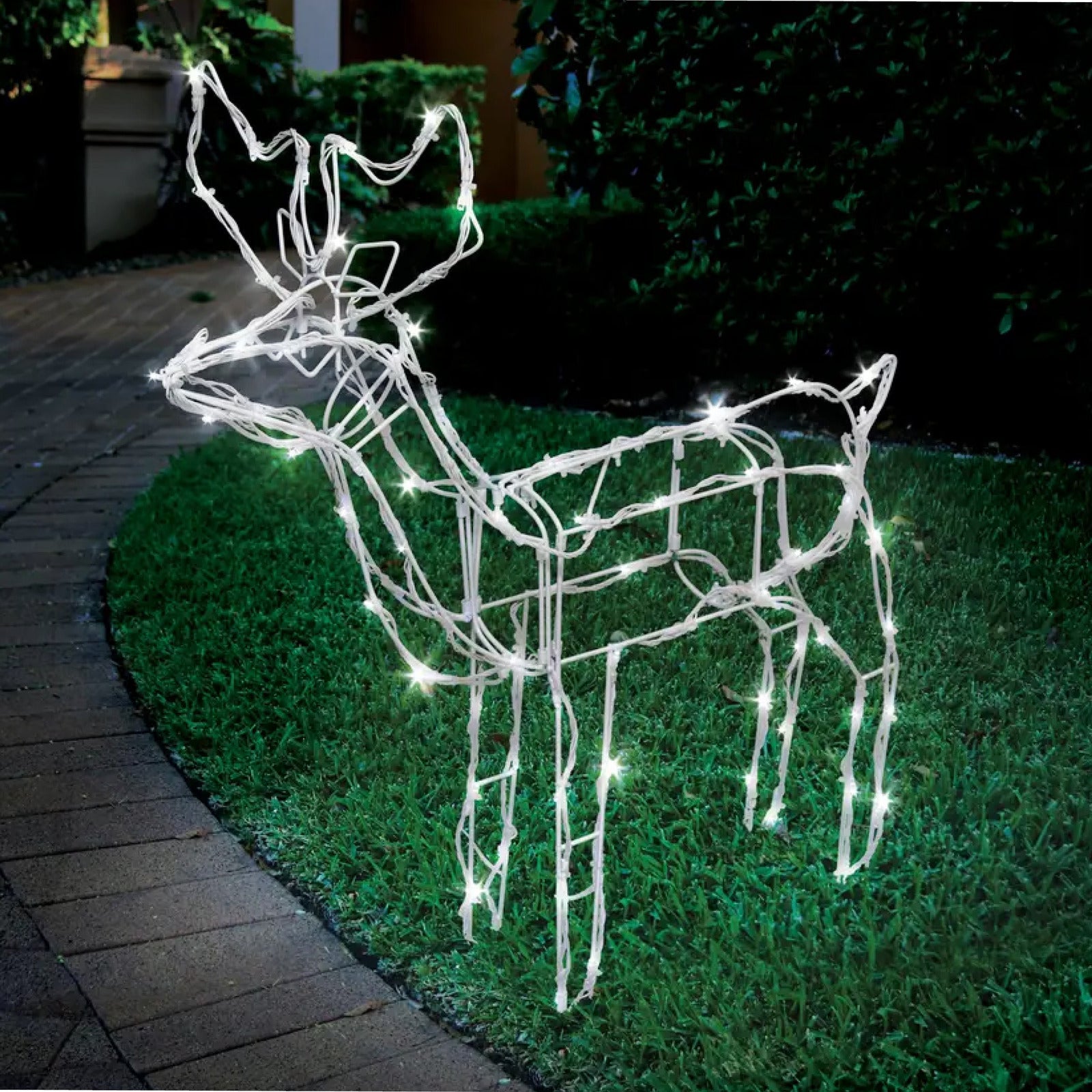 Christmas By Sas 55cm Reindeer Rope Light Solar LED Cool White Auto Sensor Deals499