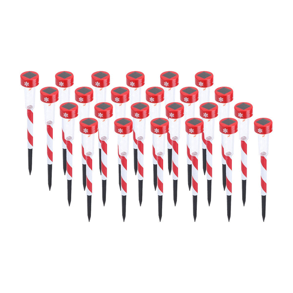 Christmas By Sas 24PCE Solar Stakes Red & White Striped Colour Changing 36cm Deals499