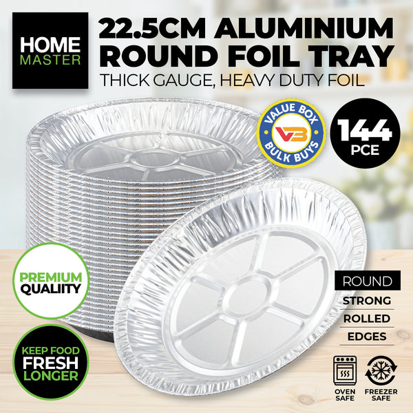 Home Master 144PCE Aluminium Foil Trays Round Premium Quality 22.5cm Deals499