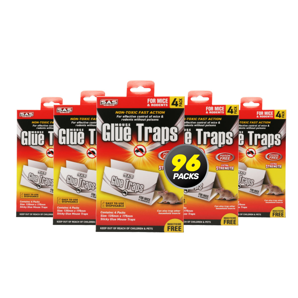 SAS Pest Control 96PCE Mice Rodent Traps Poison Free Non-Toxic 13.5 x 17.5cm Deals499