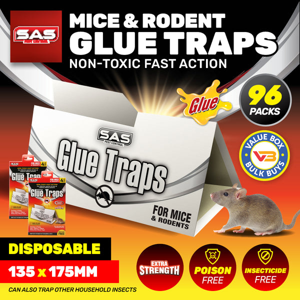 SAS Pest Control 96PCE Mice Rodent Traps Poison Free Non-Toxic 13.5 x 17.5cm Deals499