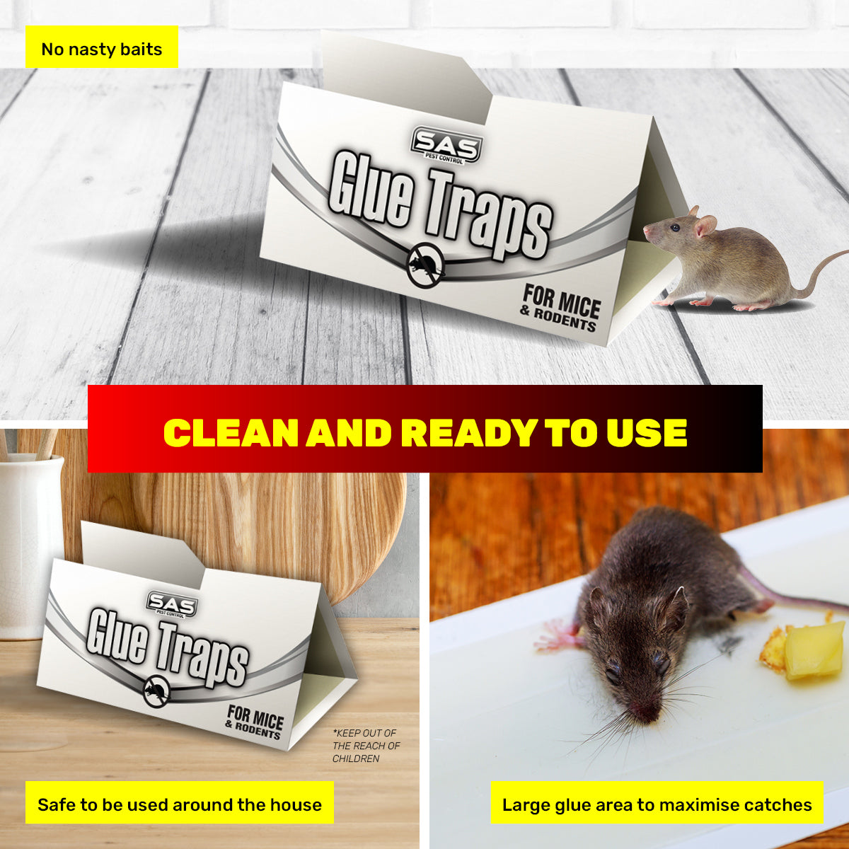 SAS Pest Control 96PCE Mice Rodent Traps Poison Free Non-Toxic 13.5 x 17.5cm Deals499