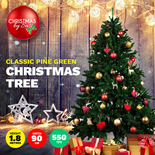 Christmas By Sas 1.8m Pine Christmas Tree 550 Tips Full Figured Easy Assembly Deals499