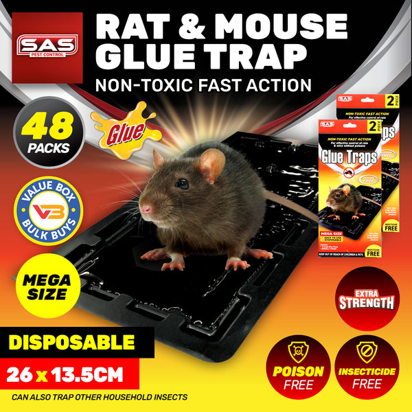 SAS Pest Control 48PCE Rat Mouse Control Extra Large & Strong  26 x 13.5cm Deals499