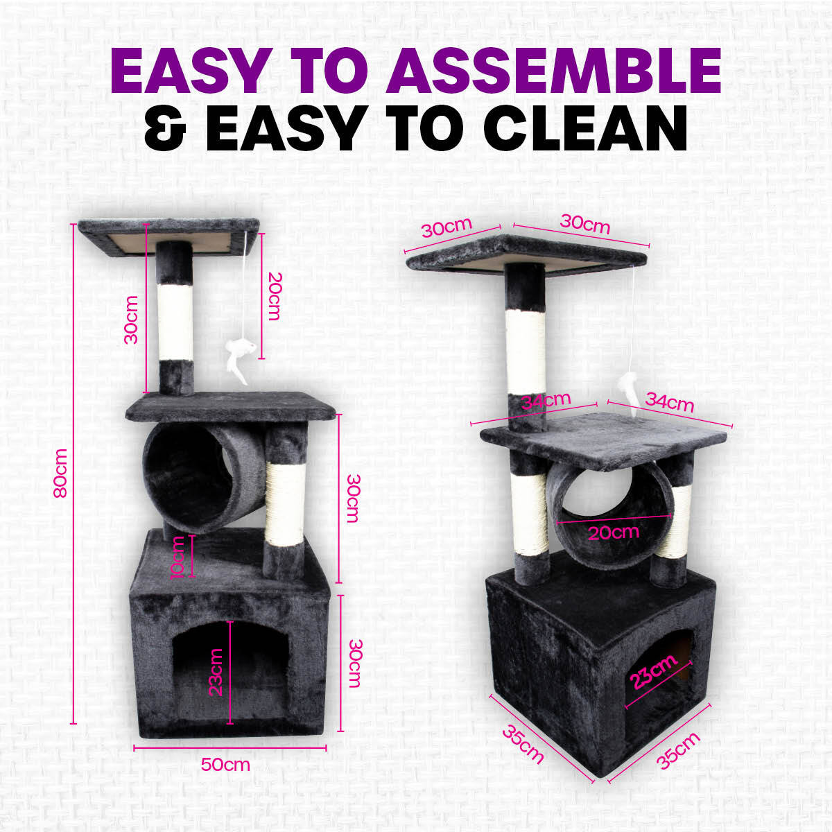 Pet Basic 3 Level Cat Scratch Tree & Playhouse Fun Climb Rest 92 x 35cm Deals499