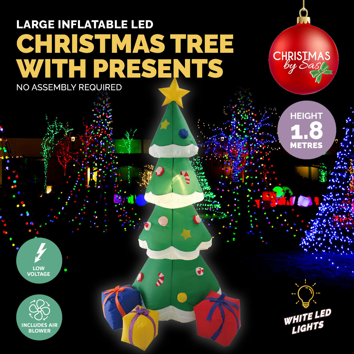 Christmas By Sas 1.8m Self Inflatable LED Tree With Presents Deals499