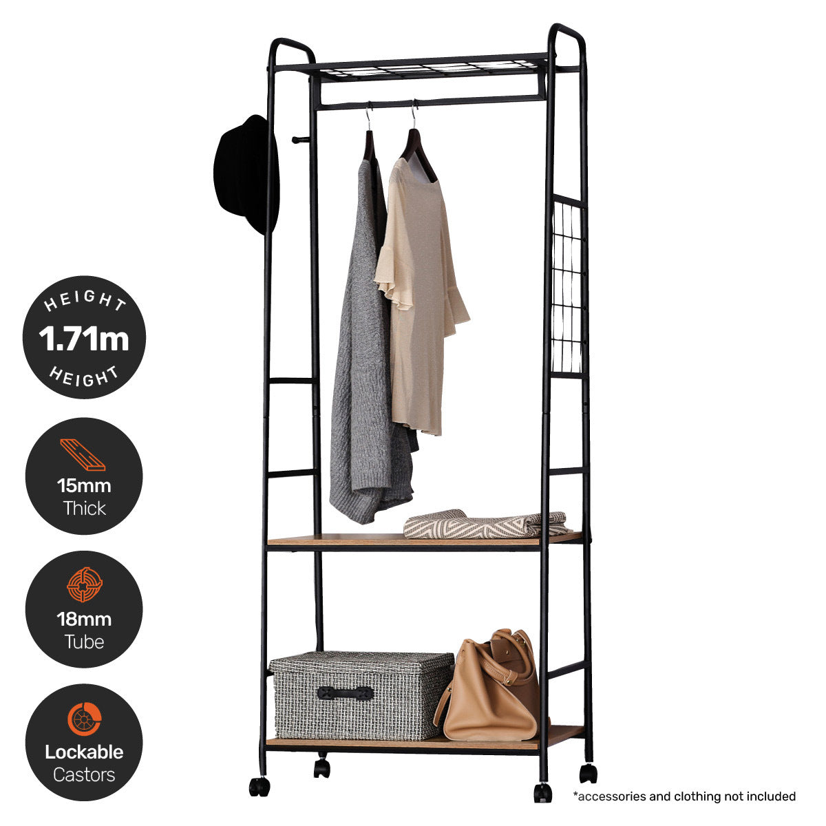 Home Master Garment Rack & Shelving 2 Tier Sleek Stylish Modern Design 1.71m Deals499