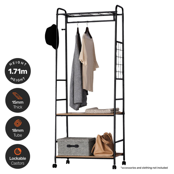 Home Master Garment Rack &amp; Shelving 2 Tier Sleek Stylish Modern Design 1.71m Deals499